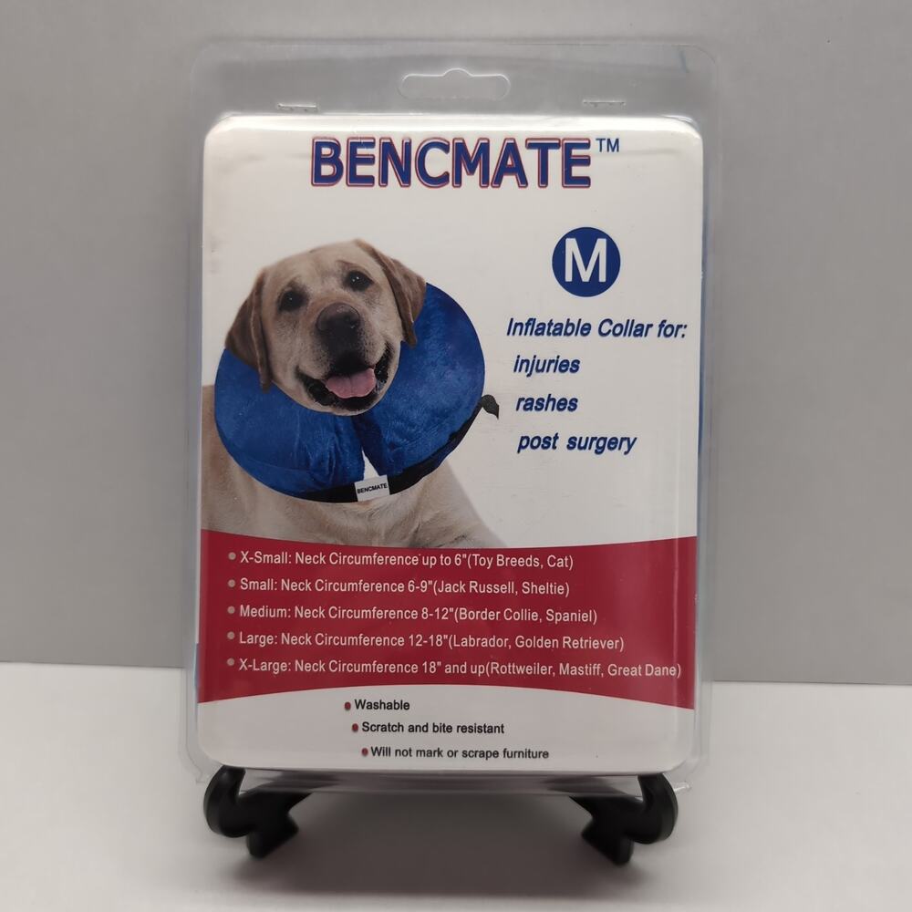 Bencmate Protective Inflatable Collar for Dogs and Cats Medium Blue Post Surgery